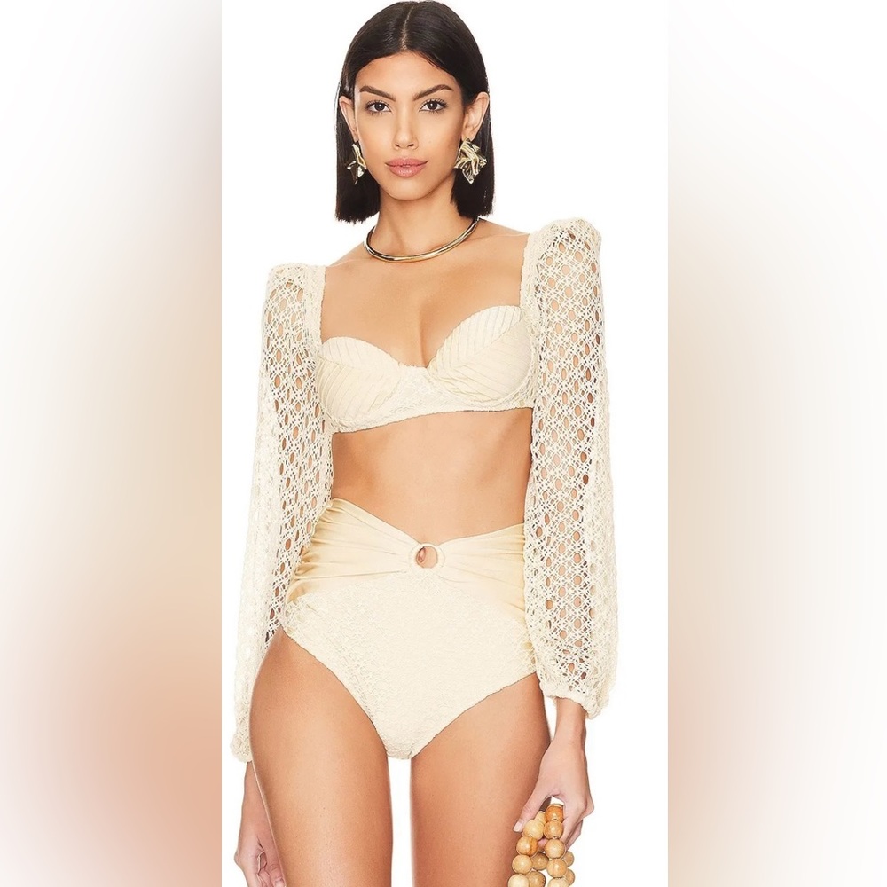 Natural Cutout Stretch-jersey And Crochet-knit Maxi Swimsuit and Skirt